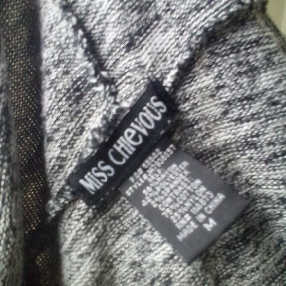 Miss Chievous Shirt Women S Long Sleeve Cowl Neck Lace Pocket Gray White - Picture 16 of 16